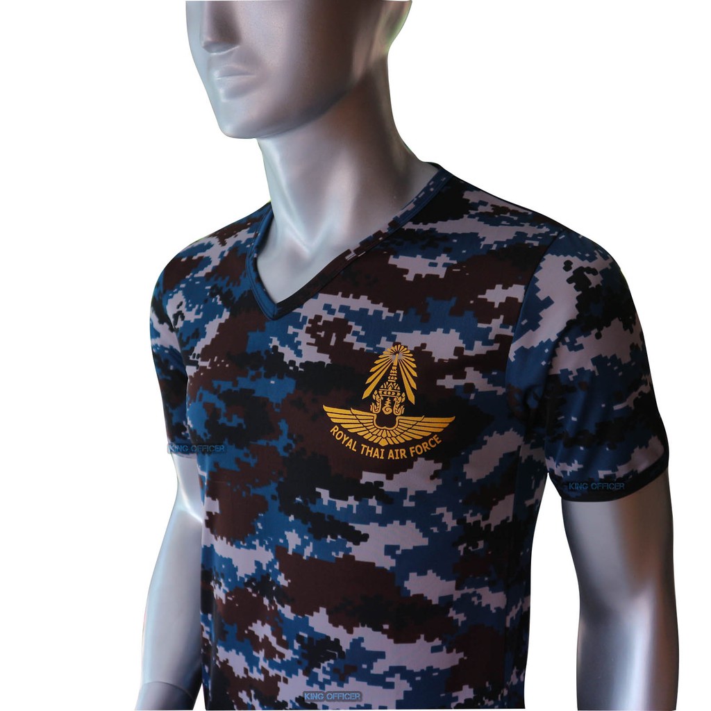 เสื้อยืดทหารอากาศ-ทอ-ลายพราง-คอวี-สกรีนตรา-กองทัพอากาศ-royal-thai-air-force