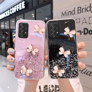 เคสโทรศัพท์มือถือแบบนิ่ม ใส แต่งกลิตเตอร์ เลื่อม คริสตัล ผีเสื้อ สําหรับ Samsung Galaxy A52S A22 A32 A52 A72 A42 A12 A02 M12 M02 4G 5G A52S