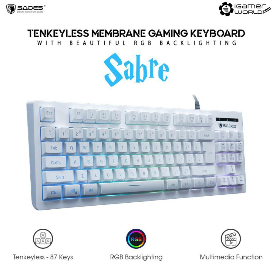 คีย ์ บอร ์ ดเกมมิ ่ งเมมเบรน Sades Sabre สีขาว TKL | Shopee Thailand