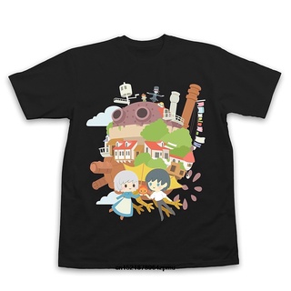 Tee - ผู้ชายเสื้อยืดแฟชั่นสมัยใหม่อะนิเมะ Howls ย้ายปราสาทสตูดิโอ Ghibli รูปแบบเสื้อยืดด้านบนเสื้อ