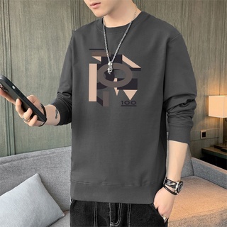 เสื้อกันหนาวแขนยาวลําลอง คอกลม พิมพ์ลาย สไตล์สปอร์ต สําหรับผู้ชาย
