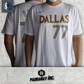 เสื้อยืดผ้าฝ้ายพิมพ์ลายขายดี เสื้อยืด พิมพ์ลาย BASKET NBA DALLAS MAVS 77 Woen DONCIC สีขาว