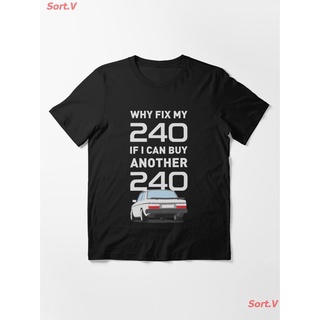 เสือยืดผู้ชาย เสื้อคนอ้วน โลโก้ Why Fix My 240? Essential T-Shirt เสื้อยืดพิมพ์ลาย เสื้อยืดโลโก้รถ