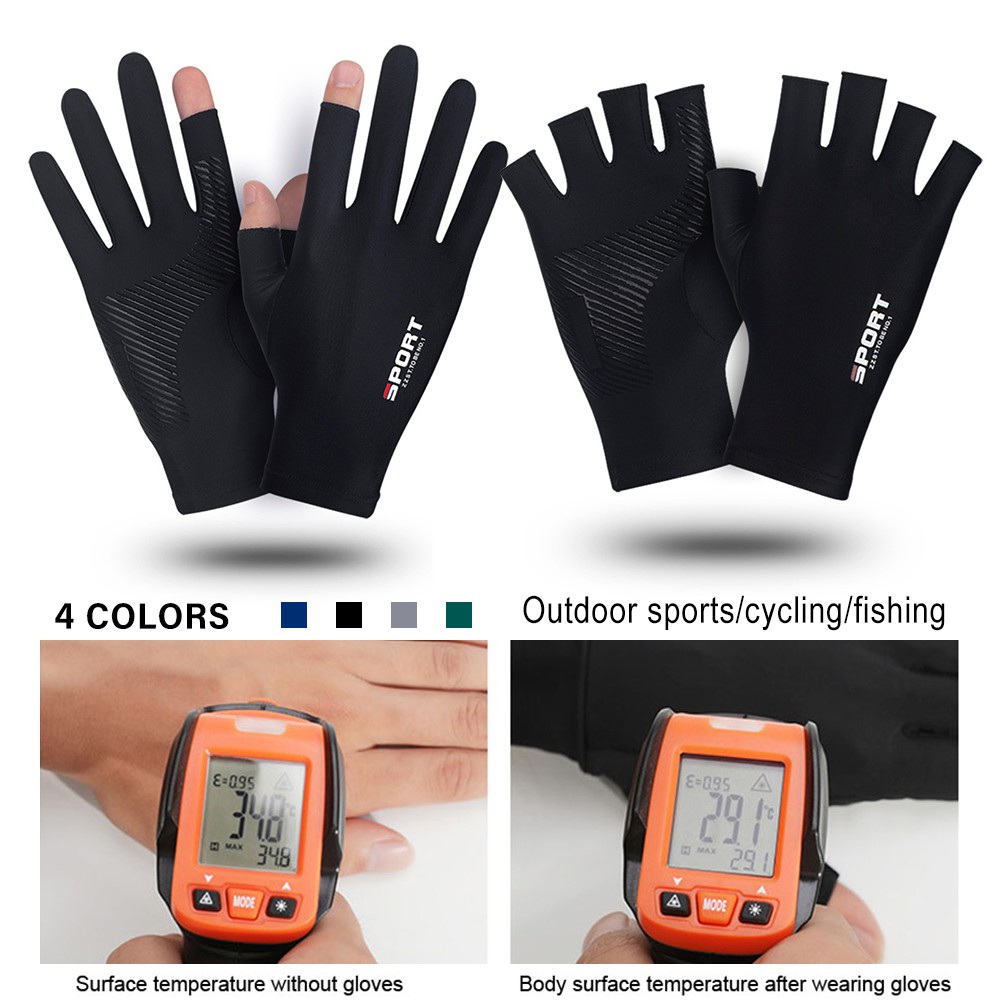 ภาพหน้าปกสินค้าOutdoor sports sunscreen glovesCycling Protect HandAnti-slip Fishing Gloves