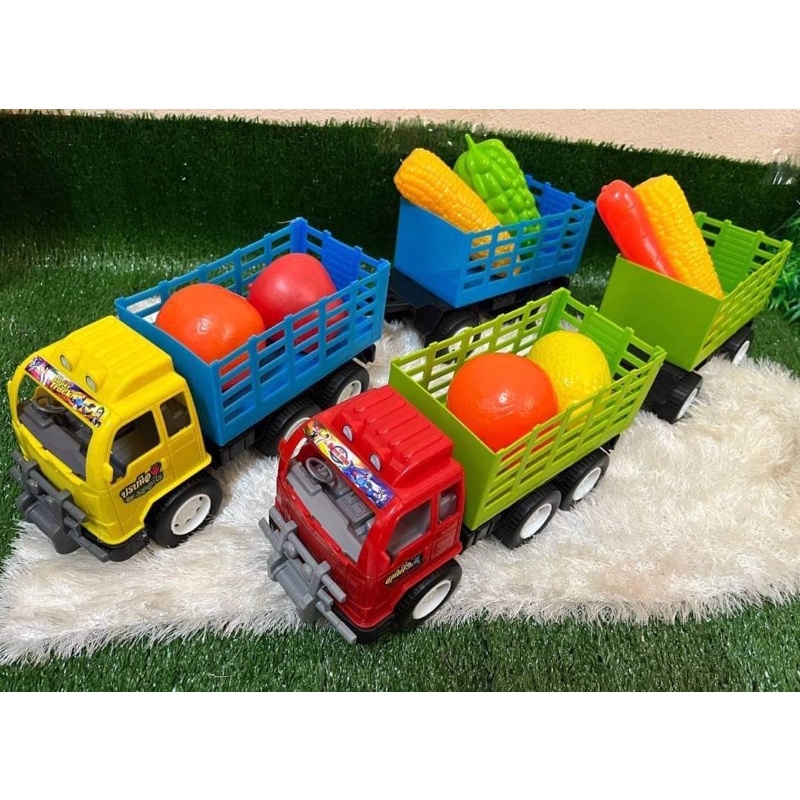 รถพ่วงขนผักขนาดยาว-รถบรรทุกผัก-รถพ่วง-รถของเล่นเด็ก