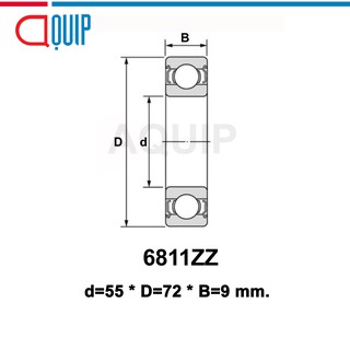 6811ZZ SBC ตลับลูกปืนเม็ดกลมร่องลึก ฝาเหล็ก 2 ข้าง ( Deep Groove Ball ...