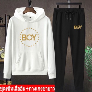 BK422-LONG+AA356 แฟชั่นกันหนาว เสื้อกันหนาวมีหมวก+กางเกงวอร์ม  ชุดเสื้อผ้าหน้าหนาว ชุดเซ็ทเสื้อฮุ้ต