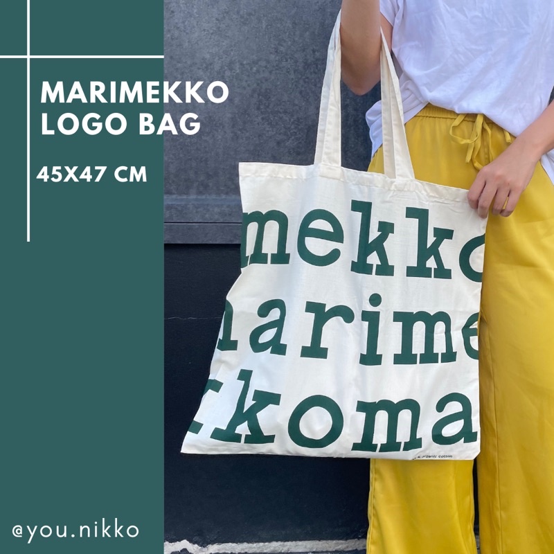 Marimekko totebag logo สีเขียวเข้ม | Shopee Thailand