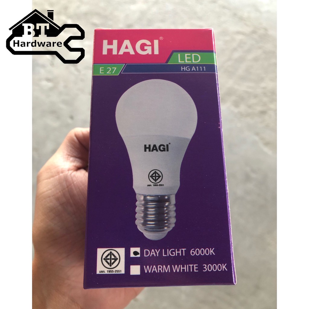 หลอดไฟ-led-9w-ยี้ห้อ-hagi-ขั่วเกลียว-e27-แสงสีขาว-day-light-6000k-ประหยัดไฟ