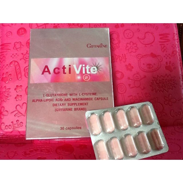 ผิวขาวใส-ผิวขาวเนียนใสอมชมพู-ไร้สารตกค้าง-activite-giffarine-อาหารเสริมกลูต้าไธโอน-ผิวขาวใส-30-แคปซูล