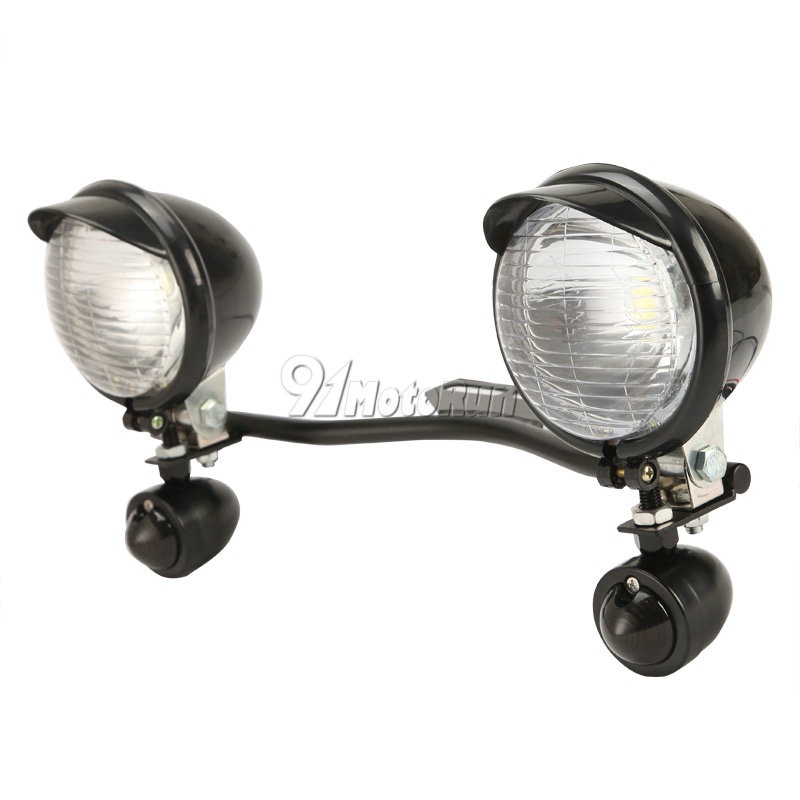 Motorcycle Black LED Angel Eye Turn Signal Passing Spot Fog lights Bar