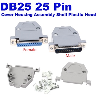 RS232 DB25 25 Pin Female/Male 2Rows Solder Type Plug D-SUB Male Plug Socket Connector Plastic Assemble Shell Cover.