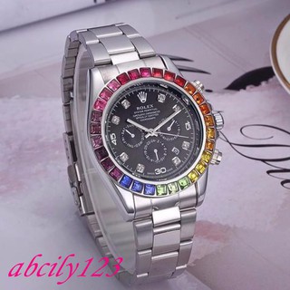 นาฬิกาผู้ชาย Rolex Rainbow Diamond GMT กลไกนาฬิกา ROLEX นาฬิกาผู้ชาย Rolex