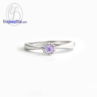 Finejewelthai-แหวนอะเมทิสต์-อะเมทิสต์-แหวนพลอย-แหวนเงินแท้-พลอยประจำเดือนเกิด-Amethyst-Silver-Ring-Birthstone-R1377amt