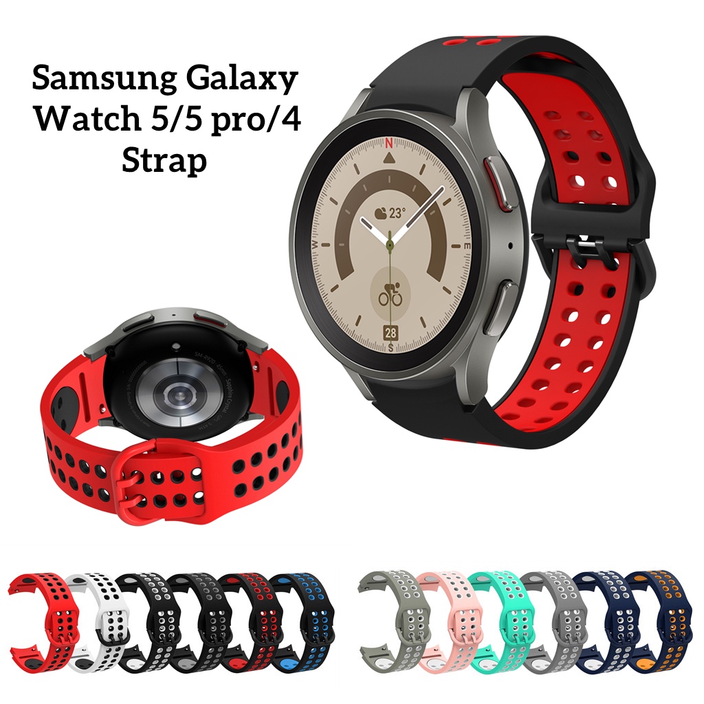 สายนาฬิกาข้อมือซิลิโคน-สองสี-สําหรับ-samsung-galaxy-watch-5-samsung-watch-5-pro-5-4