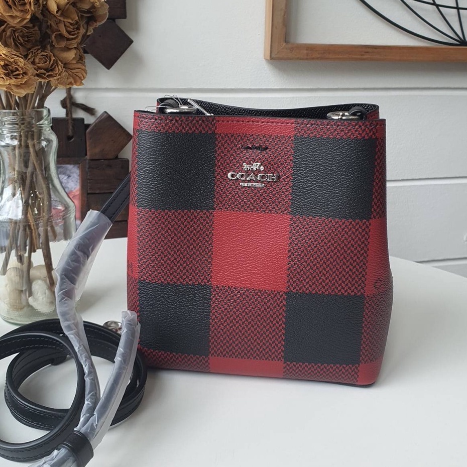 แท้-พร้อมส่ง-mini-town-bucket-bag-with-buffalo-plaid-print-style-no-c7267