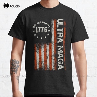 เสื้อยืดโอเวอร์ไซส์เสื้อยืด พิมพ์ลาย Trump Ultra Maga 1776 สไตล์คลาสสิก สําหรับผู้ชาย 2024S-3XL