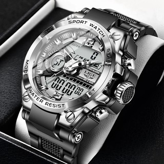 สินค้า LIGEของแท้นาฬิกาผู้ชายแฟชั่นนาฬิกาข้อมือดิจิตอลกันน้ำนาฬิกาจับเวลาปฏิทินมัลติฟังก์ชั่น