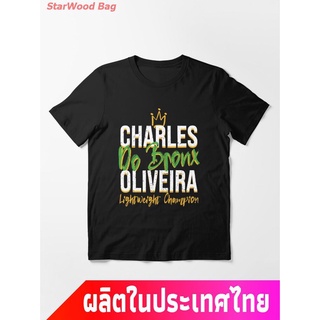 MMA  UFC การต่อสู้แบบผสมไม่จำกัด การต่อสู้แบบมืออาชีพ กรงแปดเหลี่ยม Charles Oliveira UFC Champion Essential T-Shirt คอกล