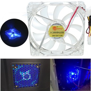LED Light PC Computer CPU Cooling Cooler Case Fan 4Pin DC 12V 120mm P0.33 สีใส และ สีดำ