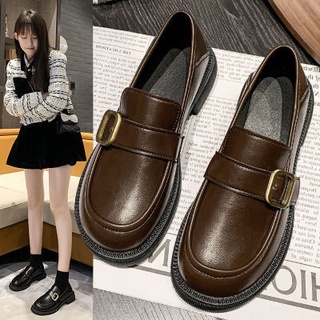 020321🔥Hot sale~รองเท้าหนังสีดำหญิงอังกฤษเกาหลีป่าวิทยาลัยญี่ปุ่น JK เครื่องแบบรองเท้าหนังนิ่มเสนรองเท้าเดียว