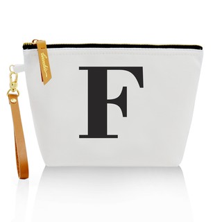 กระเป๋าผ้าลายอักษร ALPHABET CLUTCHES POUCH WHITE ”F”