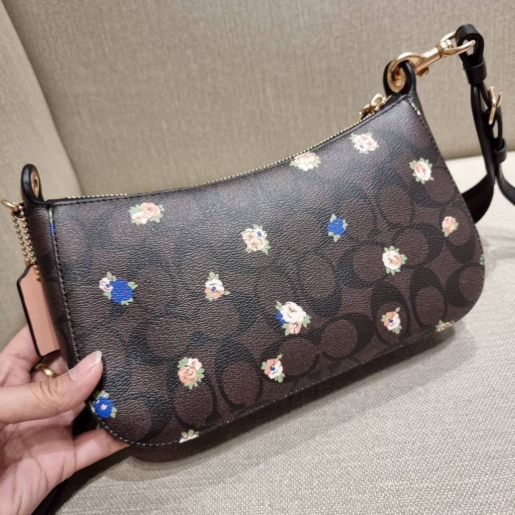 แท้-factory-coach-c6823-jes-baguette-in-signature-canvas-with-vintage-mini-rose-print