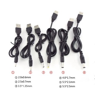 5.5*2.1 มม.USB to DC 3.5 มม.DC ปลั๊กไฟ USB 5V Charger สายไฟ barrel Power Quick สำหรับ MP3/MP4  DC 2.0 0.6 2.5 3.5 1.35 4