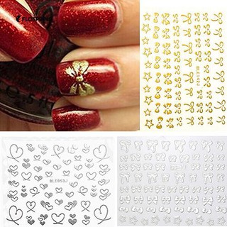 3D Bowknot Heart Nail Art เคล็ดลับตกแต่งประดับสติกเกอร์สติ๊กเกอร์แต่งเล็บ