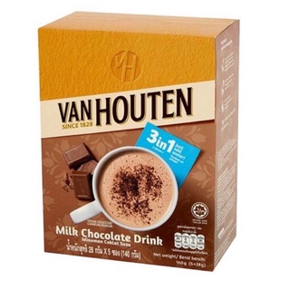 ภาพหน้าปกสินค้า#แวนฮูเต็น 3in1 มิลค์ช็อกโกแลตดริ้งค์ 140 กรัม #Van Houten มิลค์ช็อกโกแลต(กล่องบรรจุ5ซอง) ที่เกี่ยวข้อง