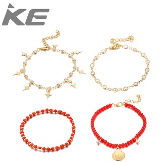 Jewelry Alloy Diamond Star Beads Shell 4 Anklet for girls for women low price