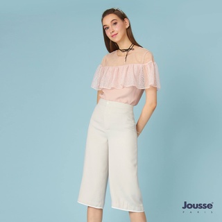 JOUSSE  RUFFLE&DETAIL BLOUSE เสื้อเบลาส์ผ้าจอร์เจีย เนื้อนุ่ม  เสื้อผู้หญิงสีชมพู ตกแต่งลูกไม้สุดหวาน(JQ3MPI)