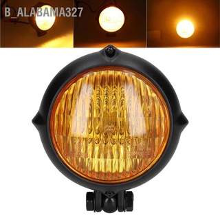 Alabama327 เลนส์ไฟหน้ารถจักรยานยนต์ 12V 35W ทรงกลม สีเหลือง สไตล์วินเทจ