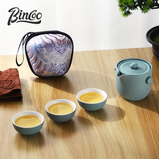 Bincoo ชุดกาน้ําชาเซรามิค ถ้วยชากังฟู สามถ้วย สําหรับเดินทาง ใช้ในครัวเรือน