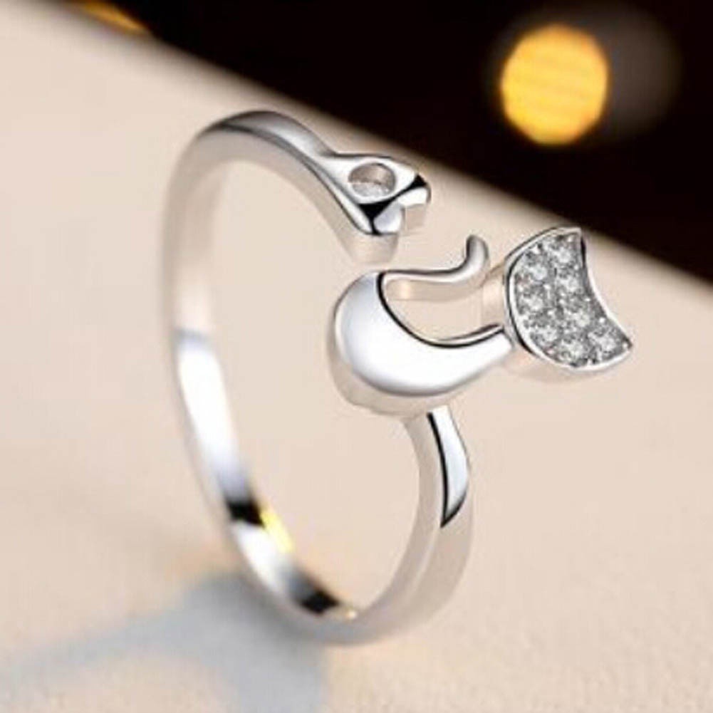 แหวนเพชรเงินแท้-925-รูปแมวน้อยน่ารัก-สําหรับผู้หญิง