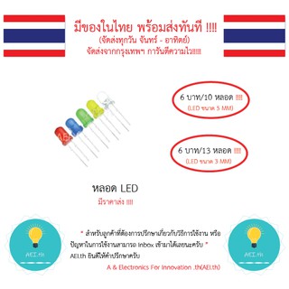 ภาพขนาดย่อของภาพหน้าปกสินค้าLED RGB 5MM 3MM หลอด LED ขนาด 5MM 6 บาท ได้ถึง 10 หลอด RGB 6 บาทได้3 หลอด มีหลายสี มีของในไทยพร้อมส่งทันที จากร้าน aei.th บน Shopee