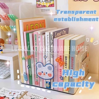 STA1291 อะคริลิคใสยืนหนังสือ INS นักเรียนโต๊ะวางหนังสือกล่องเก็บสิ่งประดิษฐ์บล็อกหนังสือสก์ท็อปชั้นวางหนังสือ