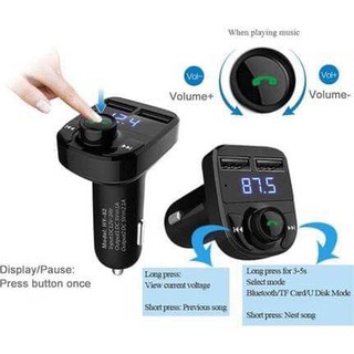 cherry บลูทูธในรถยนต์ + ที่ชาร์จไฟมือถือ รับสัญญาณบลูทูธ Car Kit MP3 Player FM Transmitter Modulator X8