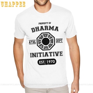 เสื้อยืดแขนสั้น คอกลม พิมพ์ลาย Dharma Initiative Lost TV Show สีขาว สําหรับผู้ชาย