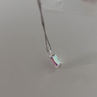 (โค้ด X8SFXJ ลด 20%) A.piece  สร้อยเงินแท้ [all silver 925] Holo square necklace (421)