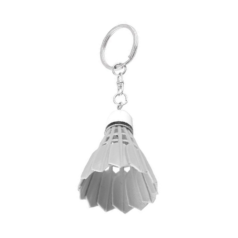 keychain-handtasche-split-ring-kunststoff-badminton-keyring-weiss