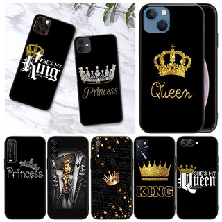 เคสโทรศัพท์มือถือนิ่ม พิมพ์ลาย Queen King Princess สีดํา สําหรับ Realme C21Y C25 C25S C20 XT X2 Narzo 50i