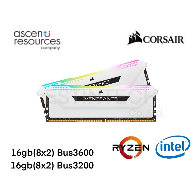 ภาพหน้าปกสินค้าRAM CORSAIR Vengeance RGB PRO SL bus3200/3600 Black/White 16GB(8x2) ของใหม่ประกัน LT จากร้าน estintech บน Shopee