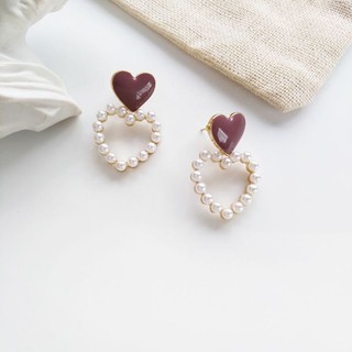 #พร้อมส่ง# S925ก้านเงิน sliver ต่างหูหัวใจ สไตล์หวานๆเกาหลี เครื่องประดับ earring Jewelry สำหรับผู้หญิง
