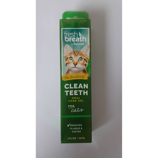 Tropiclean Fresh Breath Teeth Gel เจลขจัดคราบหินปูน ทำความสะอาดช่องปากแมว ลดกลิ่นปาก ขนาด 59ml.