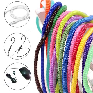 [Random Color] 60CM Solid Colourful Cable Wrapper TPU DIY Multi Colour Spiral Cord Protector Protection USB Charger Cord Earphone Data line Case