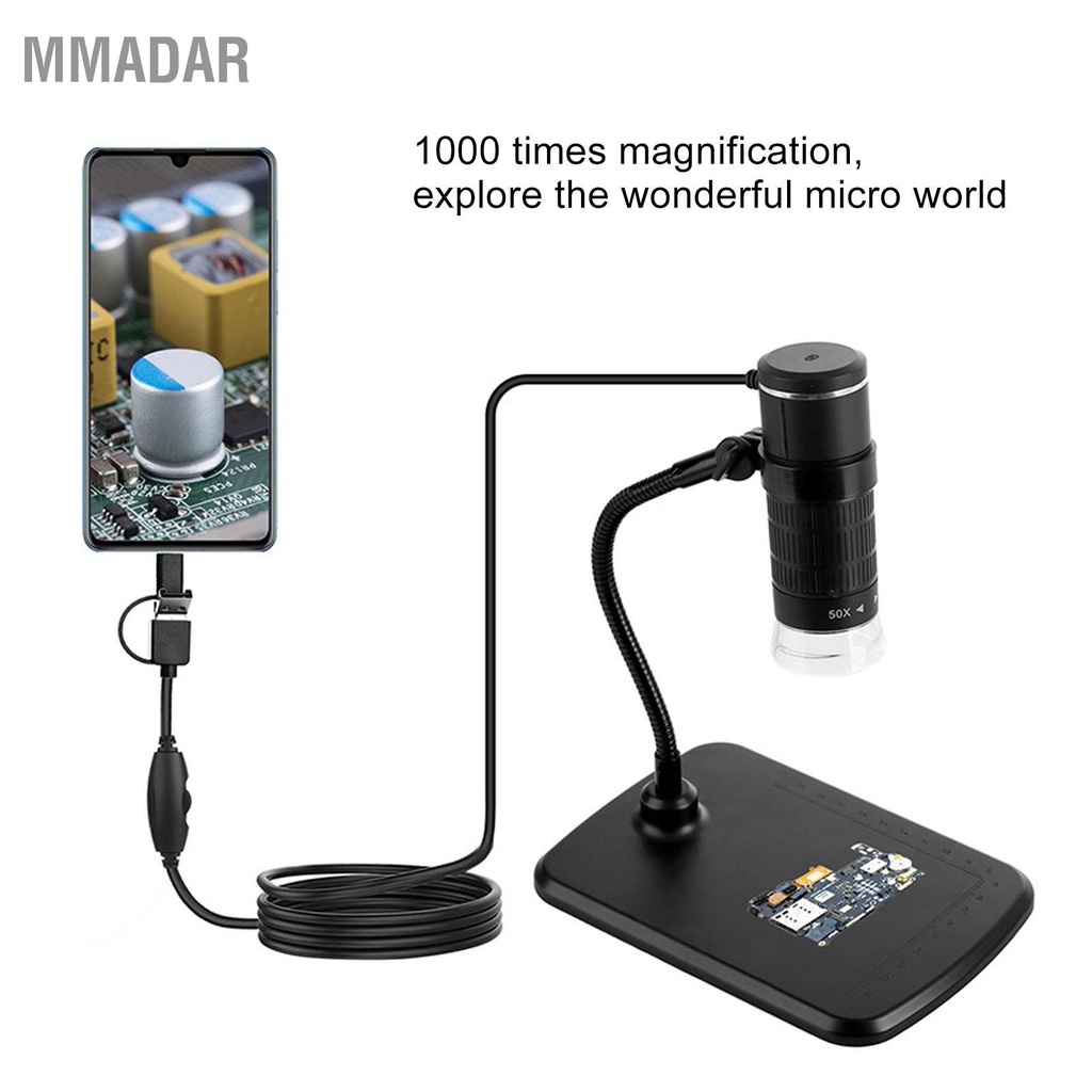 mmadar-กล้องจุลทรรศน์ขยาย-3-in-1-อินเตอร์เฟซ-usb-hd-กล้องจุลทรรศน์ดิจิทัล-แบบมือถือ-พร้อมที่ยึด-แบบยืดหยุ่น-สําหรับโทรศัพท์มือถือ