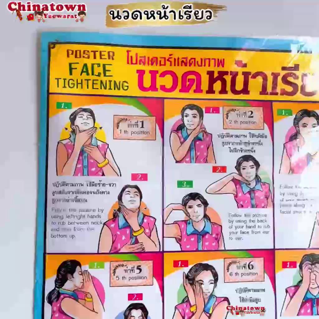 โปสเตอร์-นวดหน้าเรียว-poster-กดจุดหน้า-นวด-นวดแผนไทย-ฤษีดัดตน-กดจุดรักษาโรค-การนวดกดจุด-ลมปราณ-นวดแผนโบราณ-นวดแผนไทย