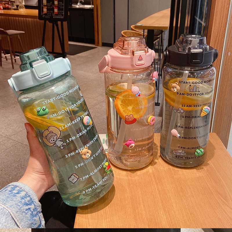 bobo-family-ขวดน้ำพลาสติก-water-bottle-ความจุ-2000ml-diy-ฟรีสติ๊กเกอร์-3dตุ๊กตา-ขวดน้ำพลาสติกแบบพกพา-ขวดน้ำสไตล์สปอร์ต