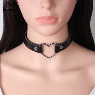 BROAD Peach Heart Punk Collar Necklace Adjustable Leather